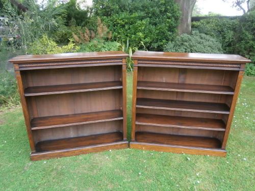 Matching Pair Antique Oak Open Bookcases (1 of 1)