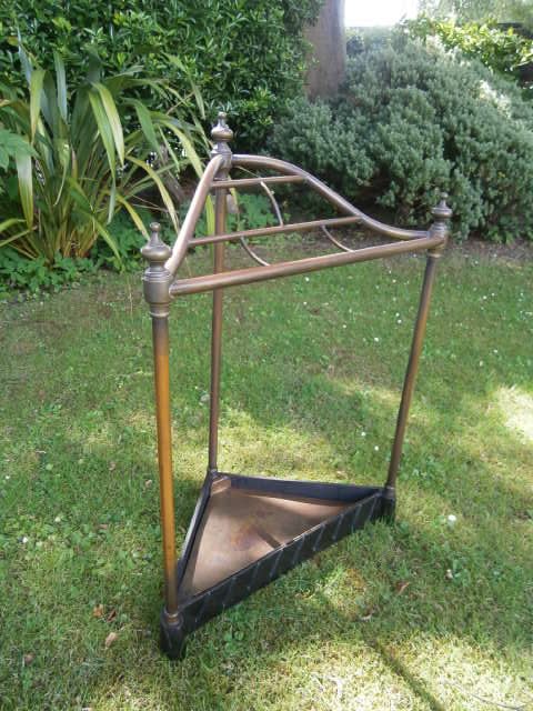 Antique Brass & Cast Iron Corner Stick Stand Umbrella Stand (1 of 1)