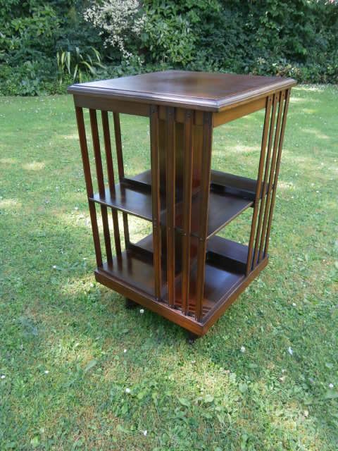Antique Edwardian Inlaid Mahogany Revolving Bookcase (1 of 1)