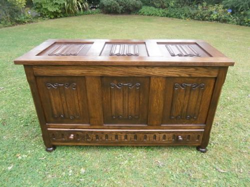Antique Carved Oak Blanket Box Coffer Mule Chest Kist (1 of 1)