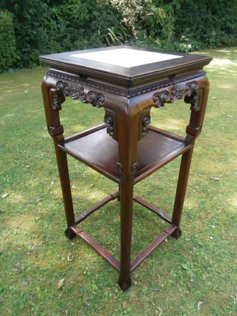 Antique Chinese Oriental Marble Top Stand Table c.1880 (1 of 1)