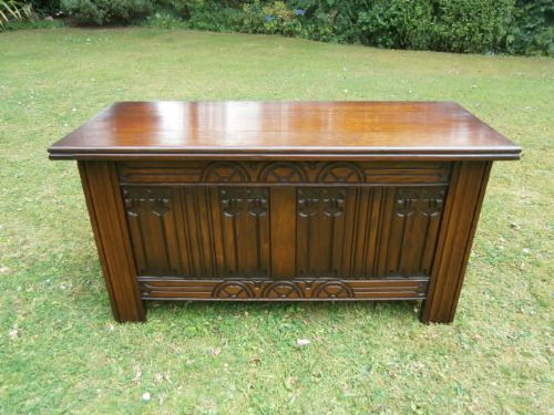 Antique Carved Oak Coffer Blanket Box Kist Trunk c.1920 (1 of 1)