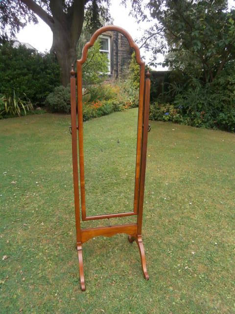 Antique Walnut Cheval Mirror Dressing Mirror c.1920 (1 of 1)