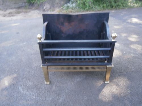 Antique Brass & Cast Iron Fire Basket Dog Grate Log Basket (1 of 1)