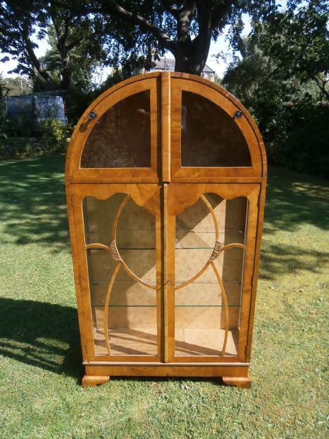 Art Deco Walnut Display Cabinet (1 of 1)