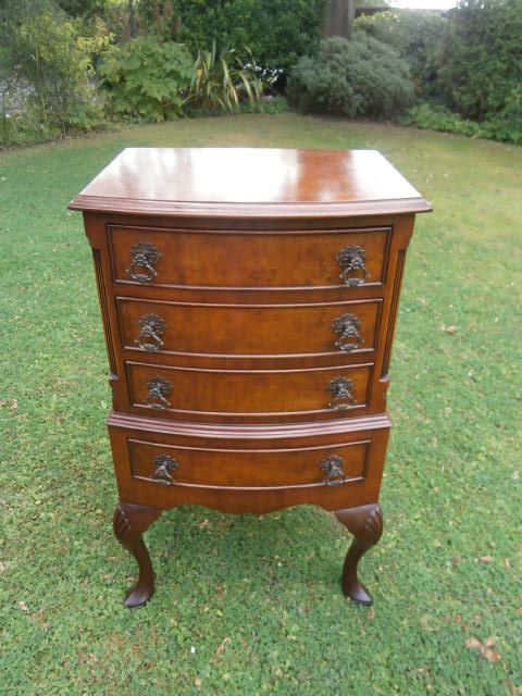 Antique Burr Walnut Bedside Table Bedside Chest Draws (1 of 1)