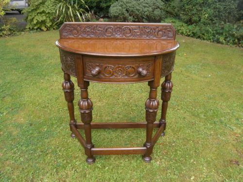 Antique Carved Oak Hall Table Side Table c.1920 (1 of 1)
