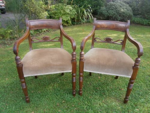 Pair Antique Mahogany Armchairs / Dining Armchairs / Desk Chair c.1840 (1 of 1)