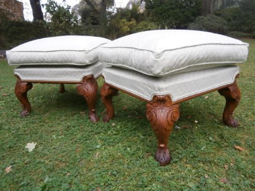 Pair Antique Walnut Footstools (1 of 1)