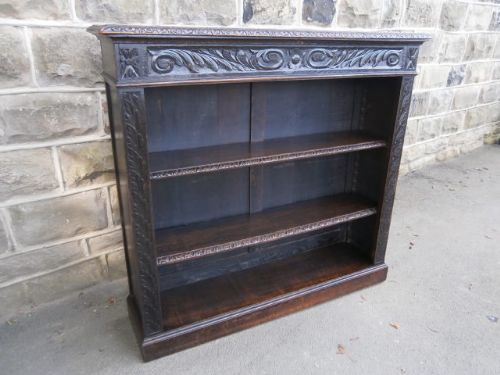 Antique Carved Oak Open Bookcase c.1880 (1 of 1)