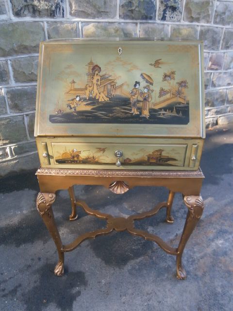 Antique Japanned Chinoiserie Ladies Bureau Writing Desk (1 of 1) Antique Japanned Chinoiserie Ladies Bureau Writing Desk (1 of 1)