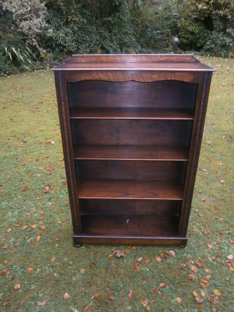 Small Antique Oak Open Bookcase Book Shelves c.1900 (1 of 1)