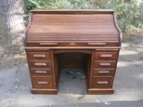 Antique Oak Roll Top Desk Pedestal Desk c.1900 (1 of 1) Antique Oak Roll Top Desk Pedestal Desk c.1900 (1 of 1)