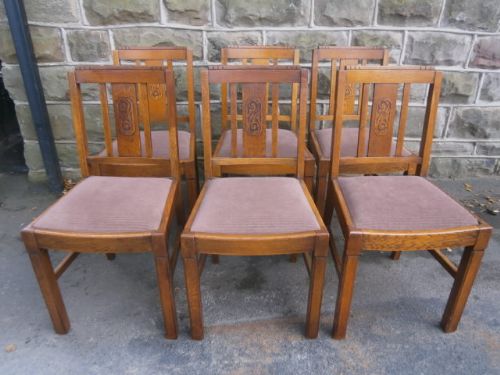 Set of 6 Oak Dining Chairs / Kitchen Chairs c.1920 (1 of 1) Set of 6 Oak Dining Chairs / Kitchen Chairs c.1920 (1 of 1)