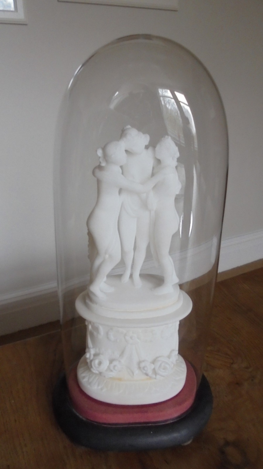 Unusual Carved Alabaster Figural Group Under Glass Dome (1 of 11)