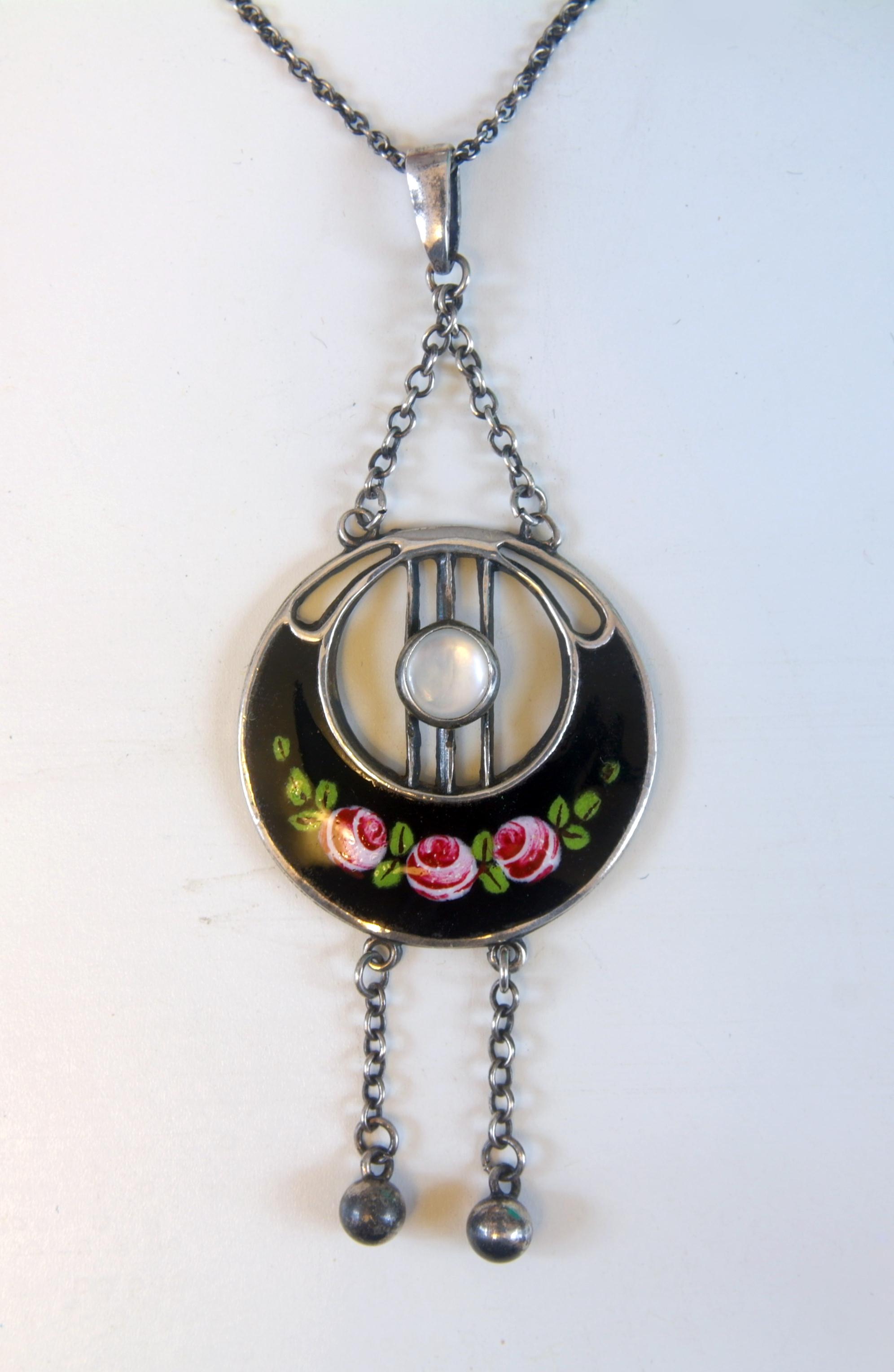 English Arts & Crafts Charles Horner Silver Enamel Pendant / Necklace (1 of 1)