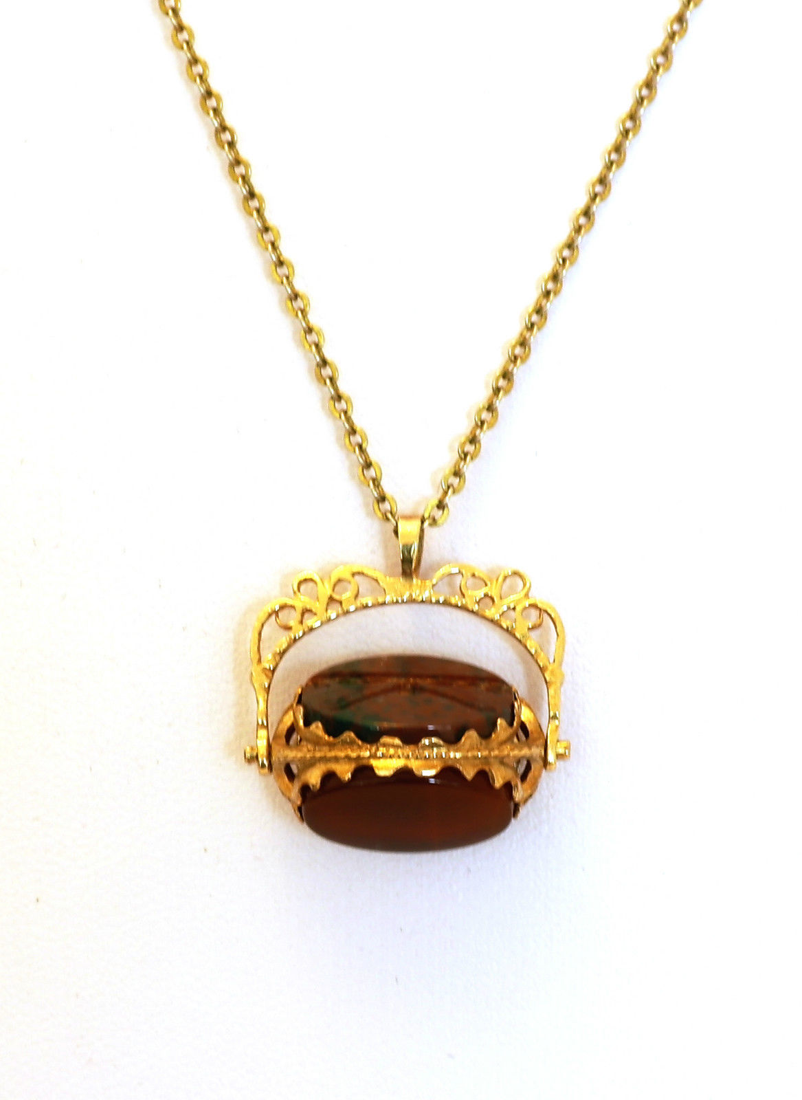 Victorian Hallmarked English Solid 9 ct Gold 3 Stones Fob Pendant (1 of 1)