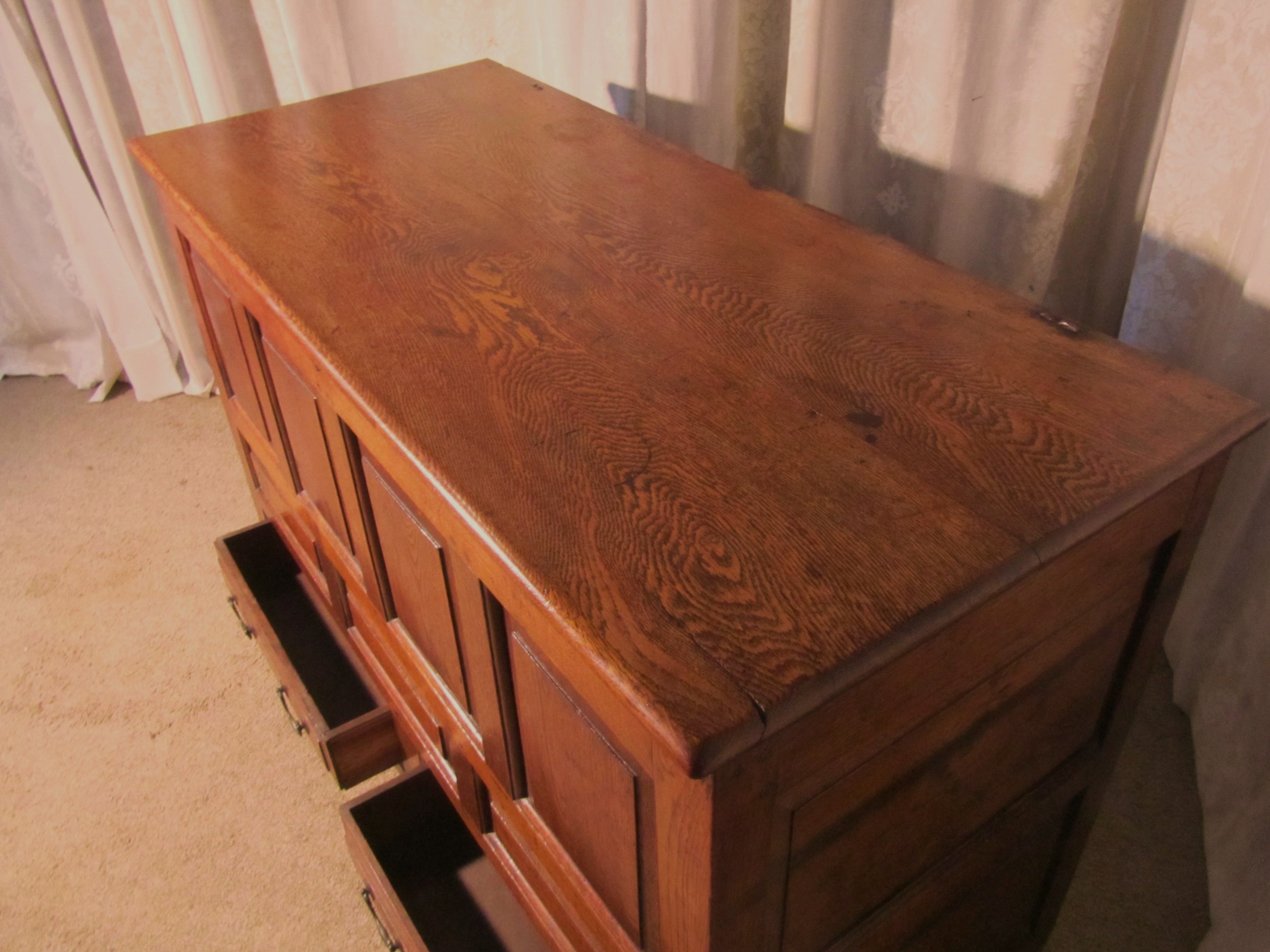 Georgian Oak Panelled Two Drawer Mule Chest (1 of 1)