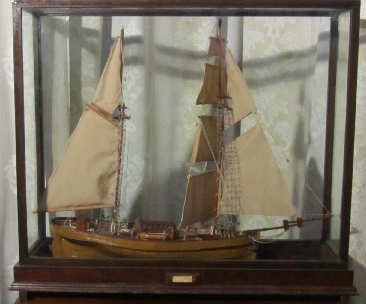 Model of Sailing Ship in Glass Case, Boat Display (1 of 1)