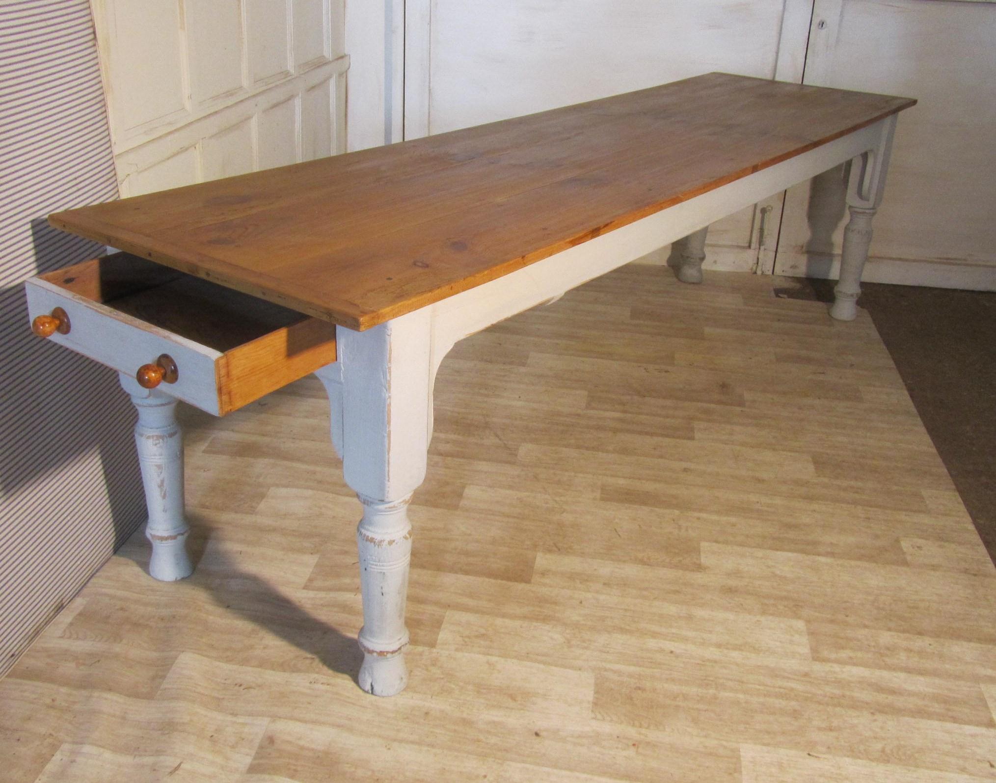9ft Long French Pine Farmhouse Kitchen Pine Table (1 of 1)