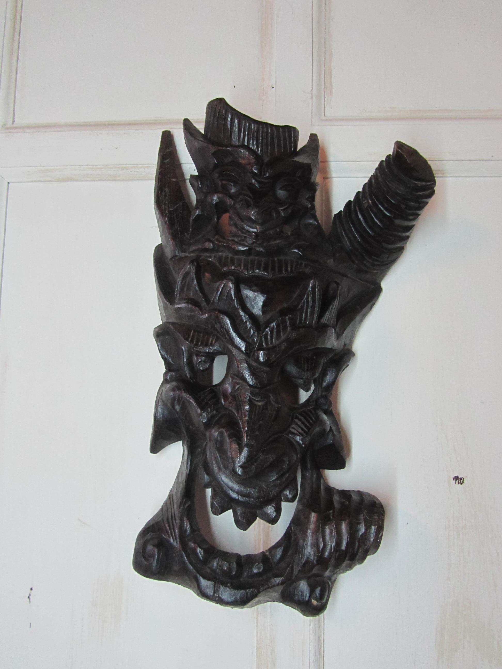 A Large Heavily Carved Hard Wood Mask (1 of 1)