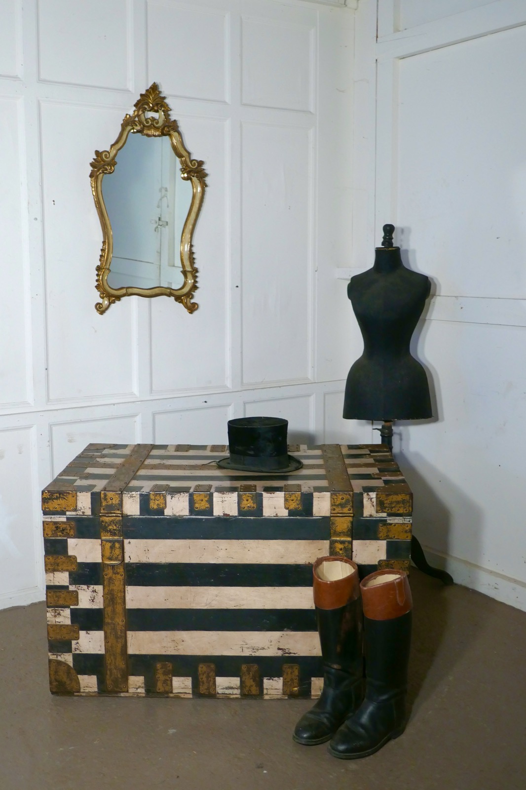 19th C Baroque Traveling Silver Chest by Mappin and Webb, Distressed Paint (1 of 11)