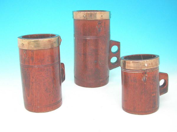 Antique set of three 19th Century Beech Grain Measures (1 of 1)