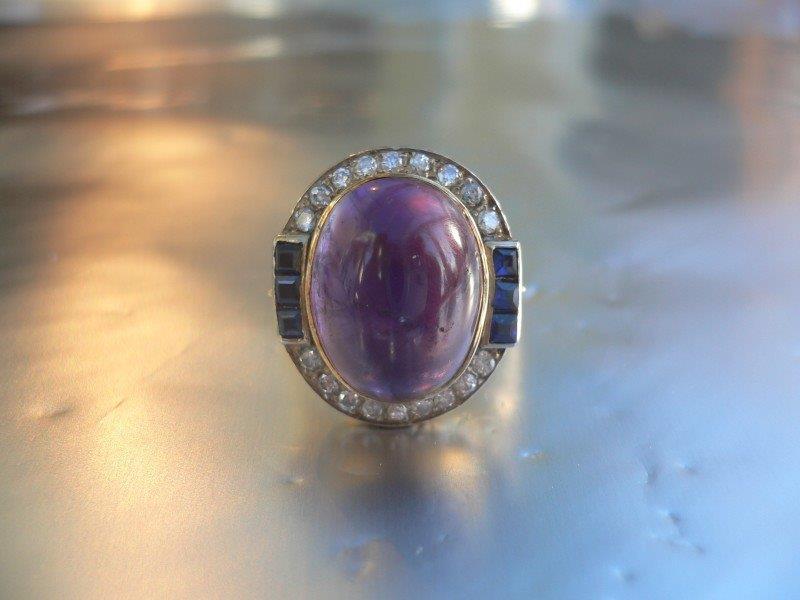 Amethyst, Sapphire and Diamond Ring (1 of 1)