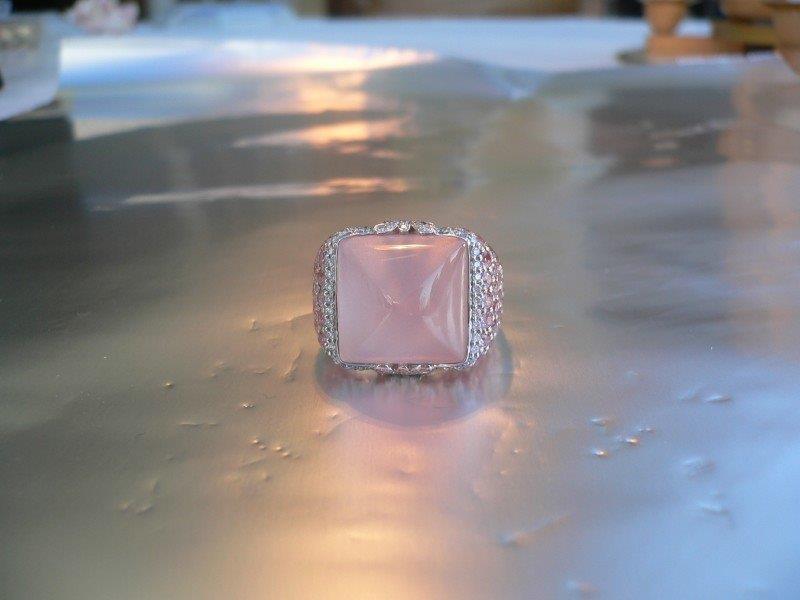 Rose Quartz and Diamond Ring (1 of 1)