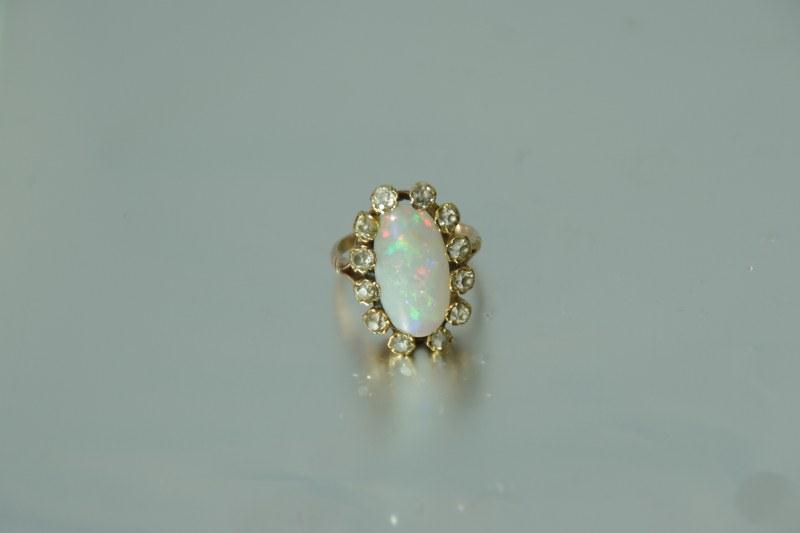 A Beautiful Double Opal Surrounded Ring By Rose Cut Diamonds (1 of 1)