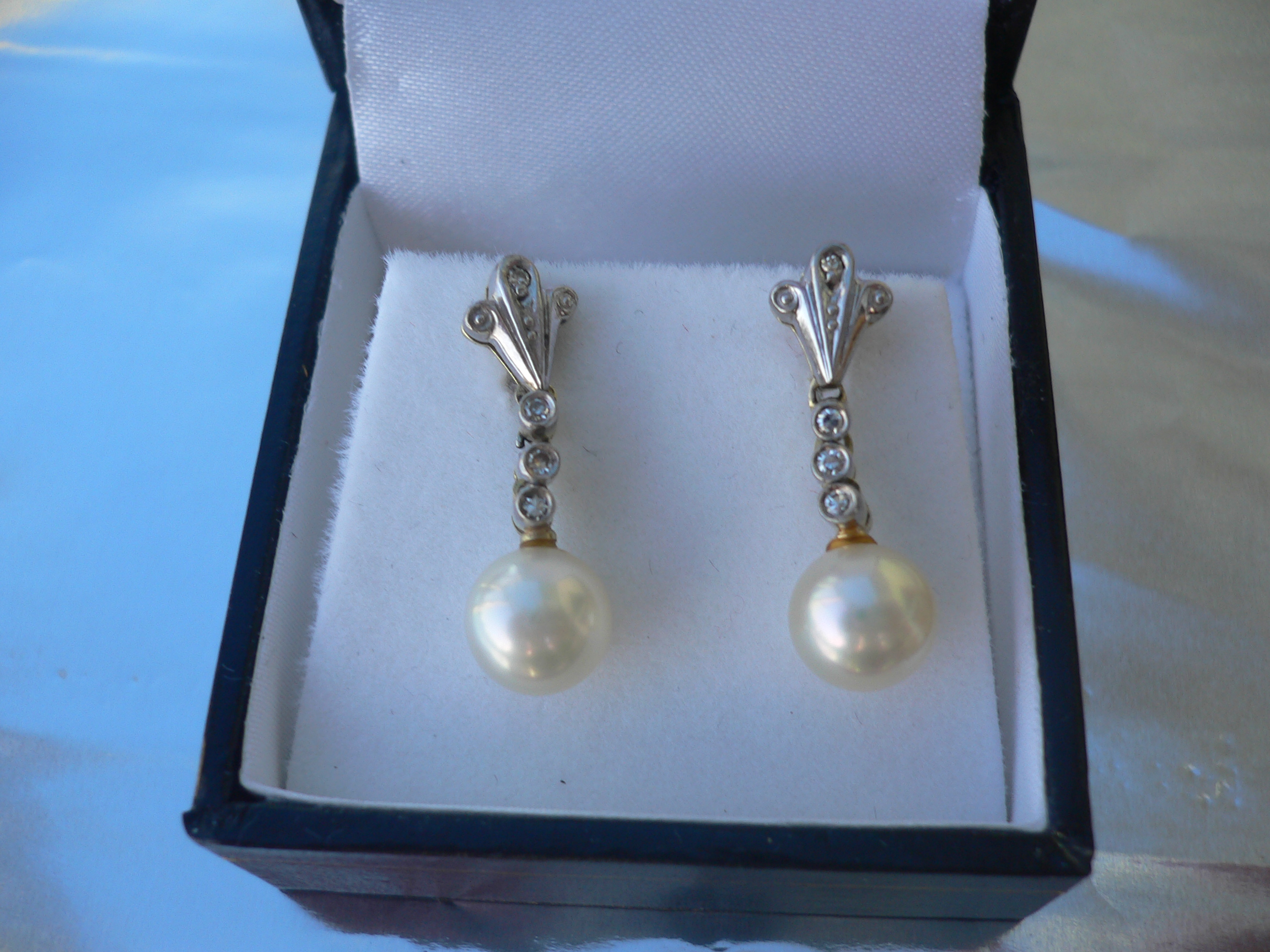 Pearl and Diamond Drop Earrings c.1920 (1 of 1)
