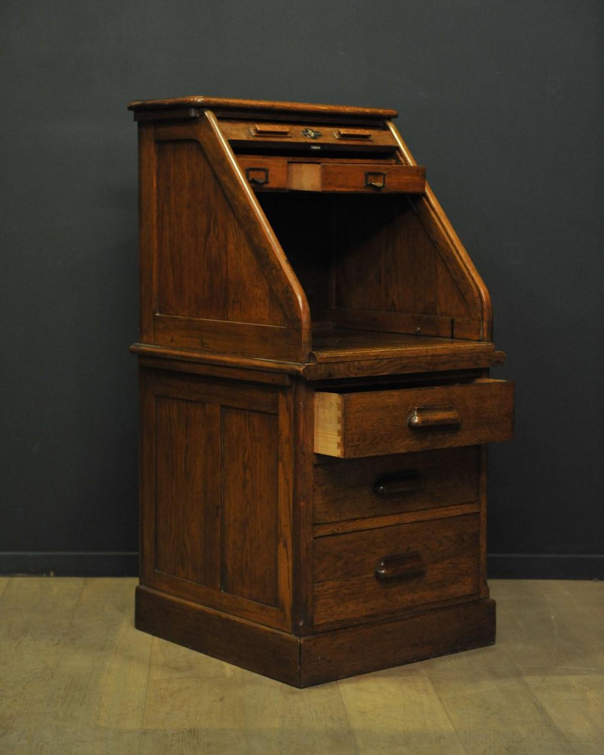 Antique Edwardian oak roll top desk by Harris Lebus (1 of 5)