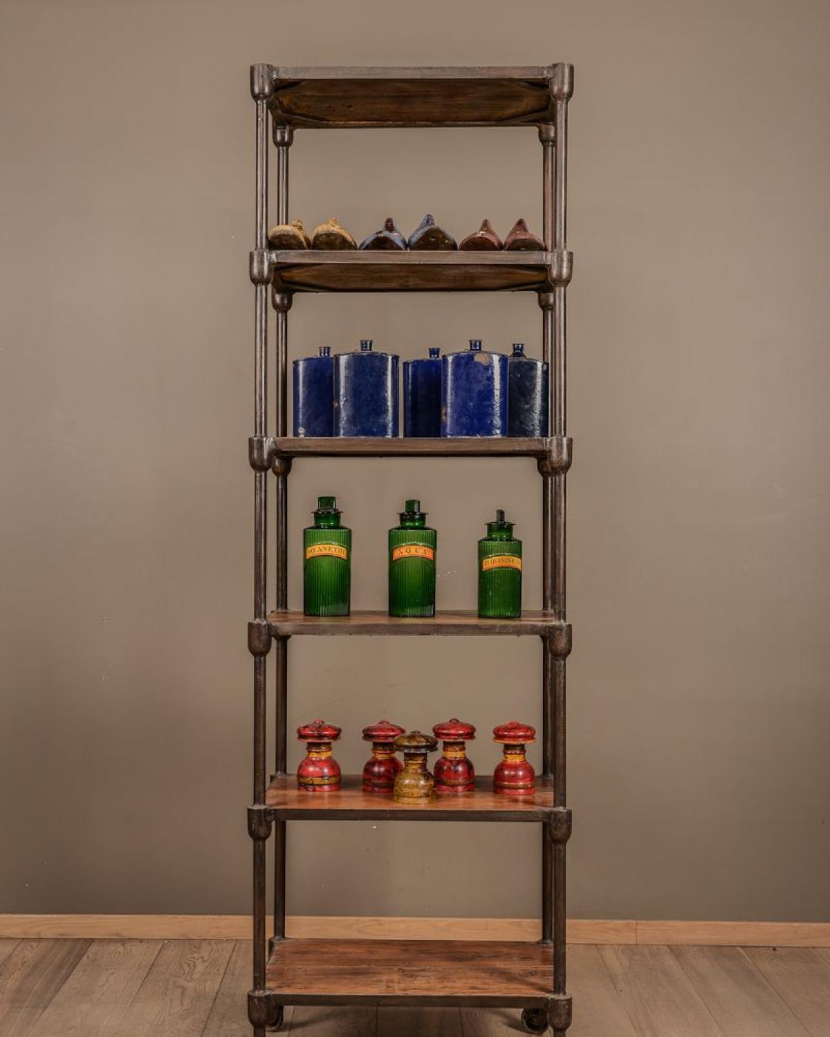 Wooden and steel wheelshelf (1 of 1)