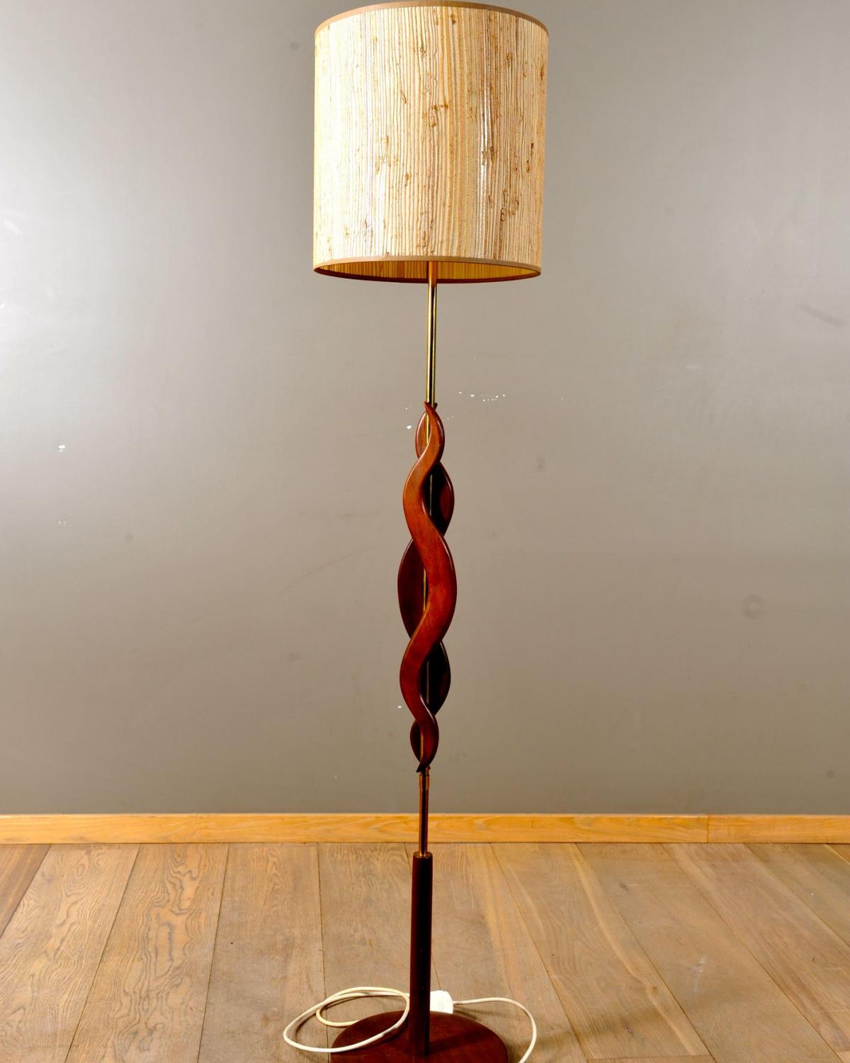 Teak and brass lamp (1 of 1)