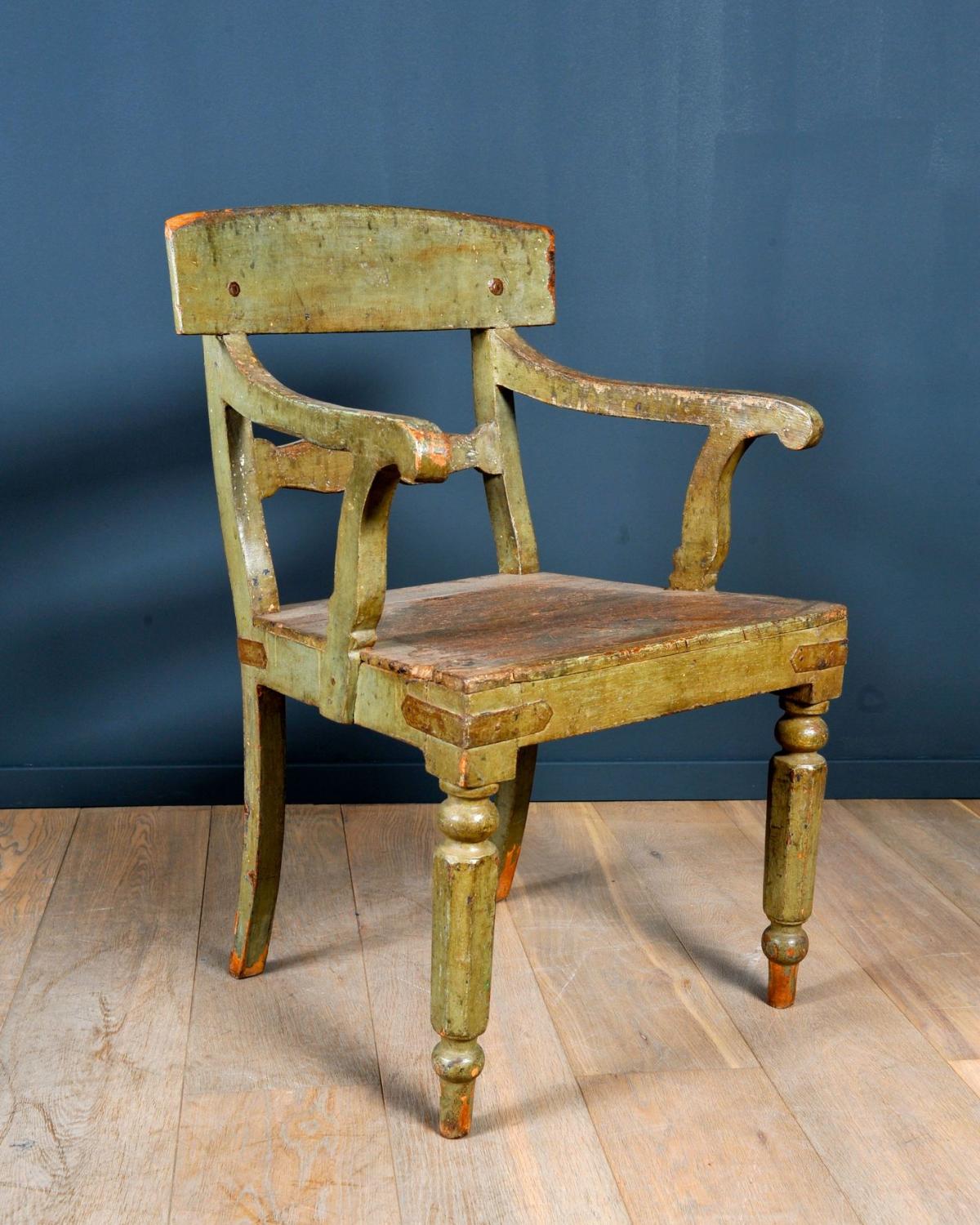 Teak armchair with a green patina (1 of 1)