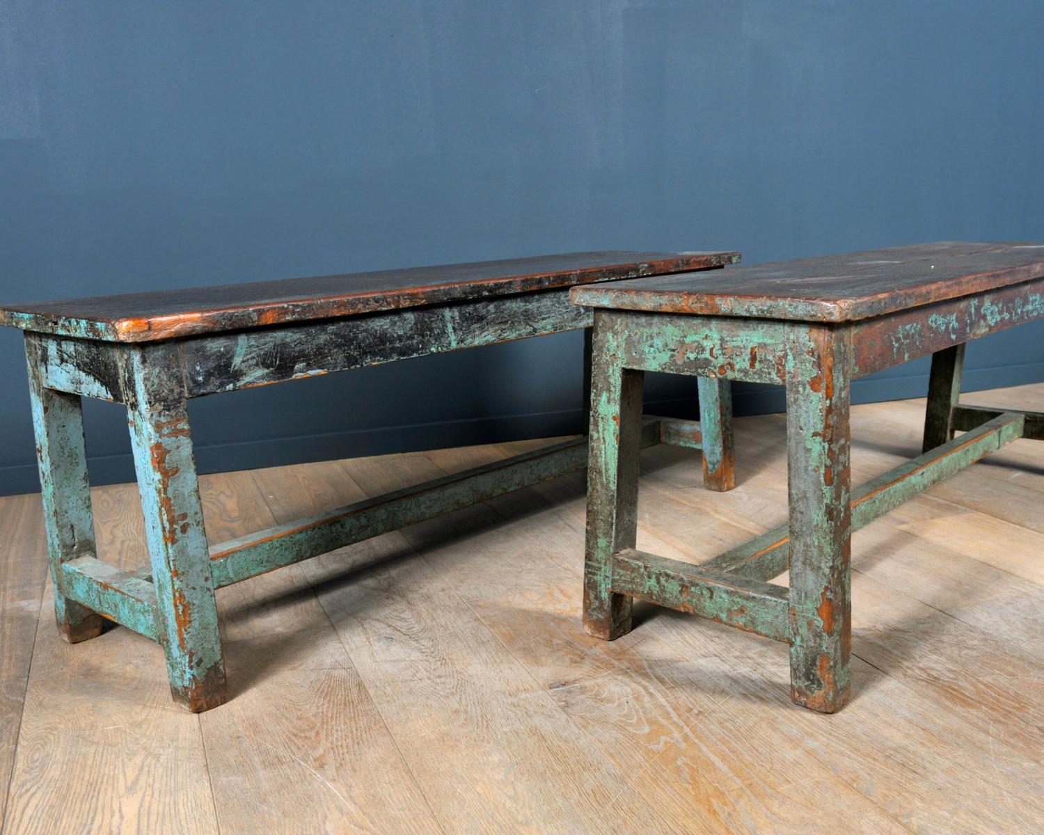 Wooden bench with a blue patina (1 of 1)