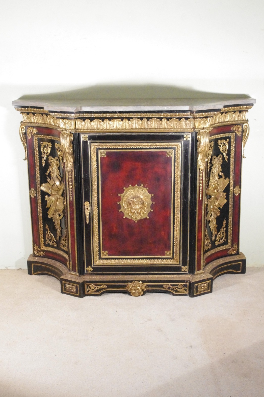 Napoleon III Gilt Metal Mounted Ebonised Cabinet with Marble Top c.1860 (1 of 28)