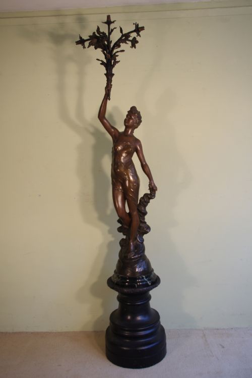 French Bronze Patinated Spelter Sculpture Lamp (1 of 1) French Bronze Patinated Spelter Sculpture Lamp (1 of 1)