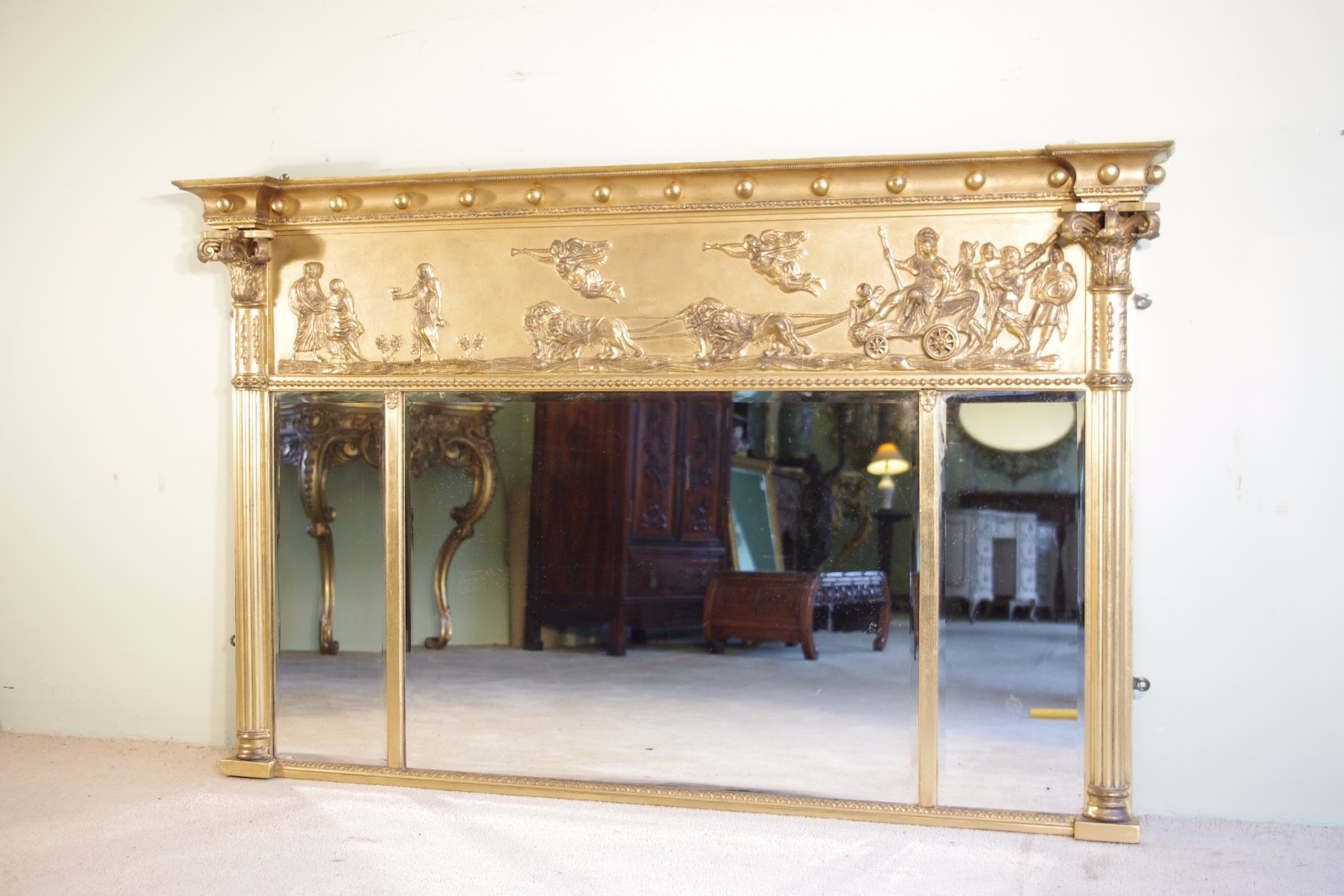 Gilt Regency Style Overmantle Mirror c.1890 (1 of 1) Gilt Regency Style Overmantle Mirror c.1890 (1 of 1)