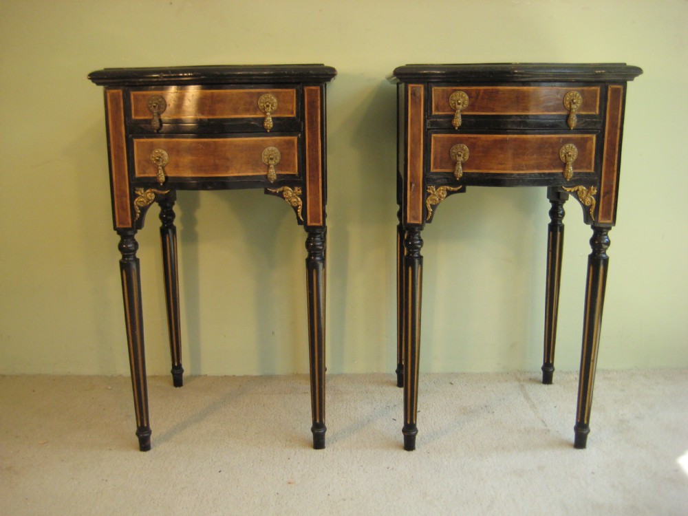 Pair Burr Walnut and Ebonised Bedside Cabinets (1 of 1) Pair Burr Walnut and Ebonised Bedside Cabinets (1 of 1)