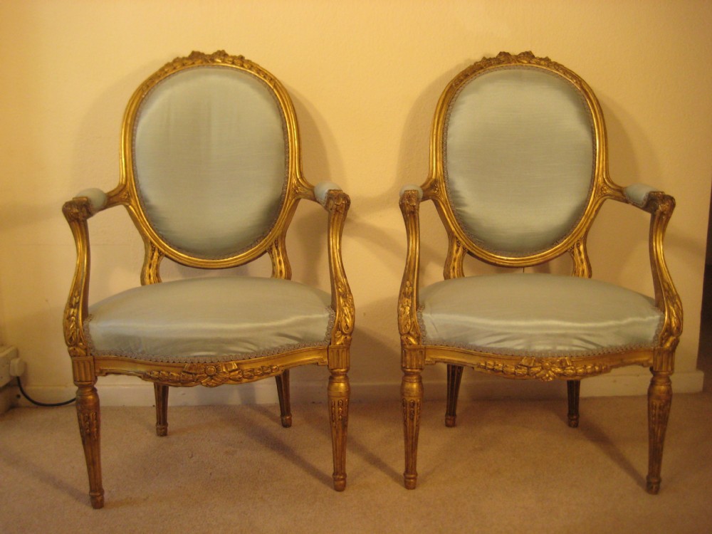 Pair French Giltwood Salon Chairs (1 of 1)