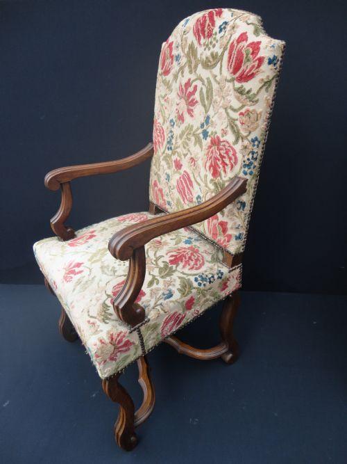 Pair of French Carved Walnut Tapestry Armchairs (1 of 1)
