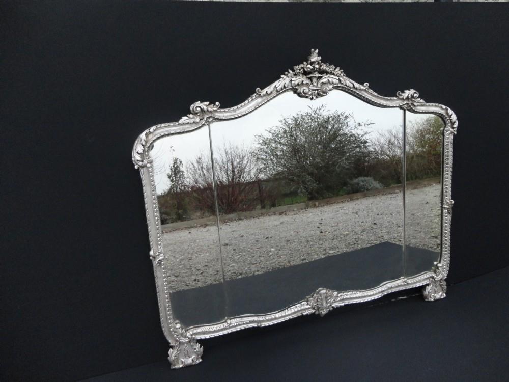 Italian Silvered Overmantle Mirror (1 of 1)
