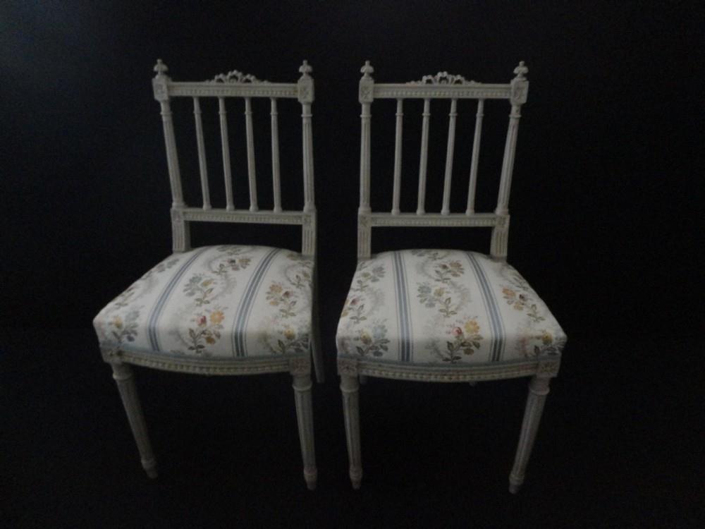 Pair of French painted Upholstered Chairs (1 of 1)