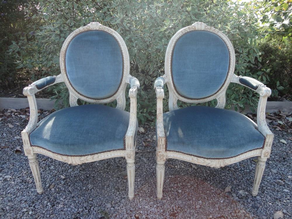 Pair of French Louis XV1 Style Armchairs (1 of 1)