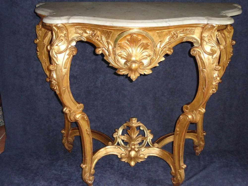 French Gilt Console Table with Marble Top (1 of 1)