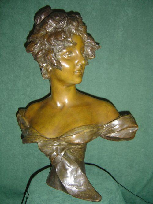 19th Century French Bronze Female Bust (1 of 1)