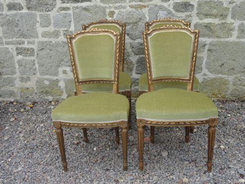 Set of four single french carved gilt wood salon chairs (1 of 1)