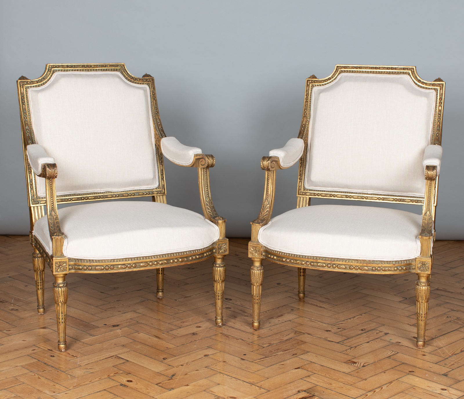 Pair of Large 19th Century French Gilt Upholstered Armchairs (1 of 17) Pair of Large 19th Century French Gilt Upholstered Armchairs (1 of 17)