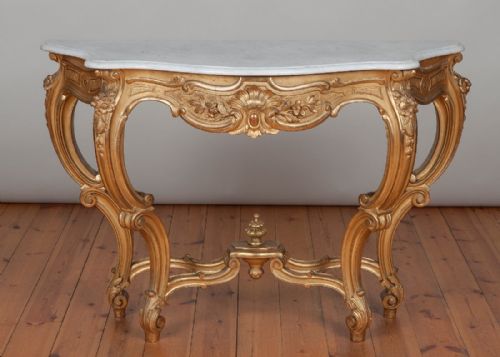 Fabulous French Gilt Console Table with a White Carrera Marble Top (1 of 1) Fabulous French Gilt Console Table with a White Carrera Marble Top (1 of 1)